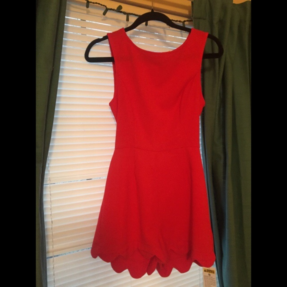 Red Scalloped Romper